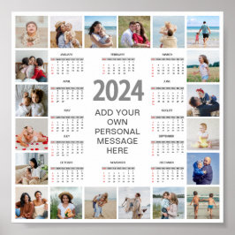 Poster Colagem de 20 Fotos Calendário Anual de 2024 Panor
