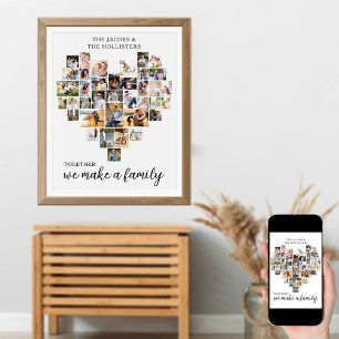 Poster Colagem de 36 Fotos Coração de Amor Personalizado