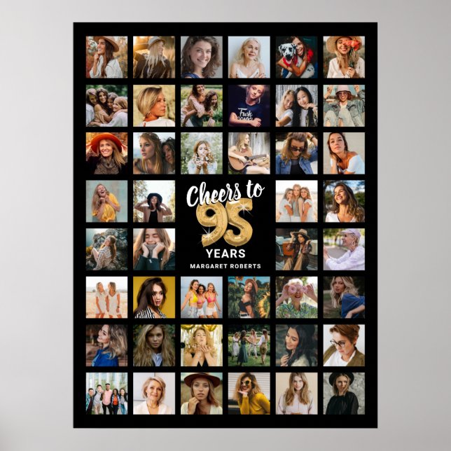 Poster Colagem de 44 Fotos para 95º Aniversário (Frente)