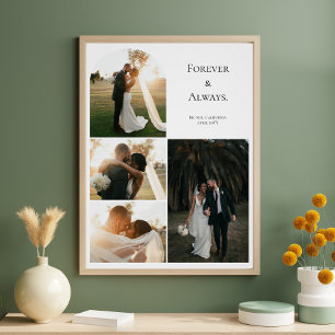 Póster Colagem de 4 Fotos de Aniversário de Casal de Noiv