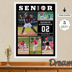 Poster Colagem de 5 fotos da formação sênior de beisebol