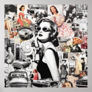 Poster Colagem de Abstrato de 60s