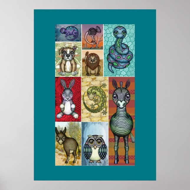 Poster Colagem de Animais Design (Frente)