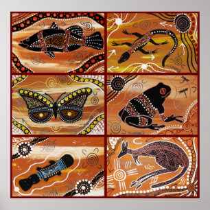 Póster Colagem de Arte Aboriginal