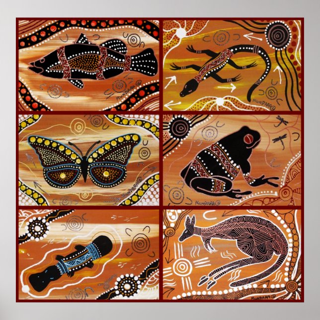 Póster Colagem de Arte Aboriginal (Frente)