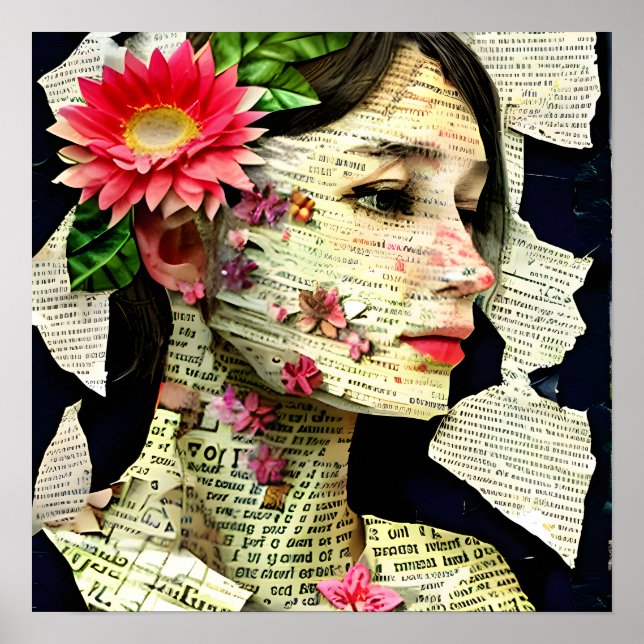 Poster Colagem de Arte da Mulher Bonita   (Frente)