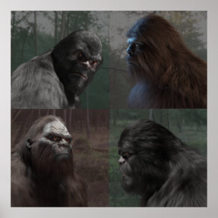POSTER COLAGEM DE BIGFOOT SASQUATCH