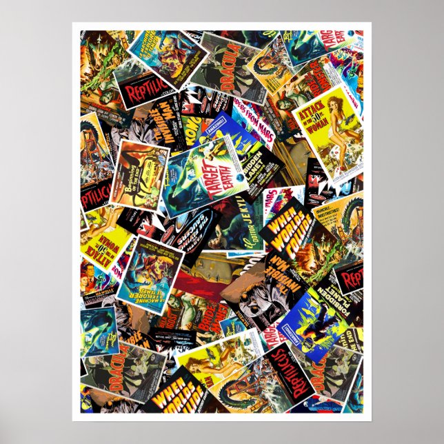 Poster Colagem de Cartazes de Filmes de Ficção Científica (Frente)