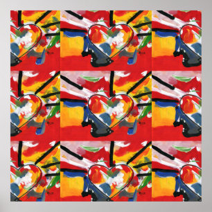 Poster Colagem de cores aquáticas modernas e coloridas co