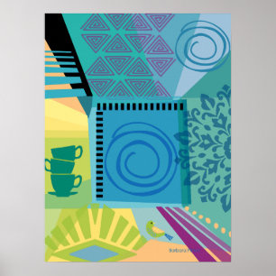 Poster Colagem de cores com abstrato com equipes