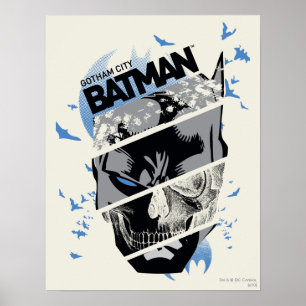 Póster Colagem de Crânio de Batman, Cidade de Gotham