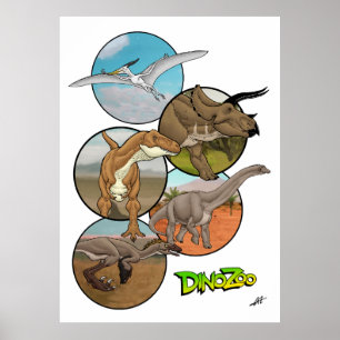 Poster Colagem de Dinossauros DinoZoo