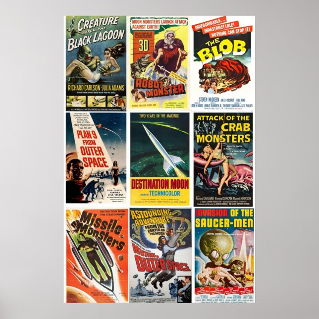 Poster Colagem de Filmes do Vintage SciFi (Frente)