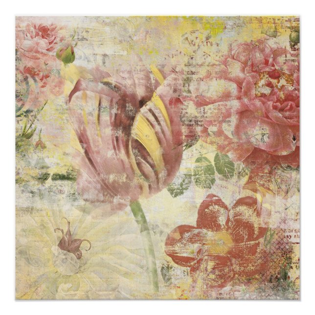 Póster Colagem de Flor de Tulip (Frente)