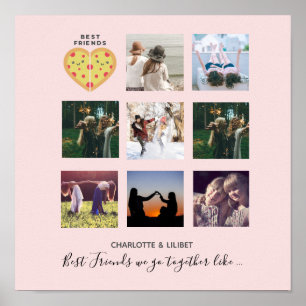 Poster Colagem de Fotografias BFF Oferece Amigos Pink Dus