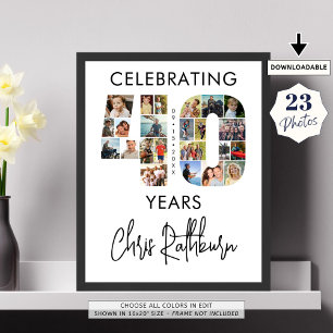 Poster Colagem de Fotografias com Número de aniversário d