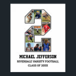 Poster Colagem de Fotografias da Equipe Esportiva do Joga<br><div class="desc">Colagem personalizada de fotos para o jogador número 2. Este presente personalizável de fotos é perfeito para mais velho noite, banquete de prêmio esportivo ou presente de aniversário para seu filho, filha ou estudante atleta. É uma forma excelente de mostrar momentos e memórias de preciosos de seus jogos esportivos. O...</div>