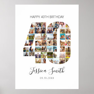 Poster Colagem de Fotografias de aniversário de 40 anos