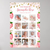 Colagem de Fotografias de Dourado Morango Rosa Pri