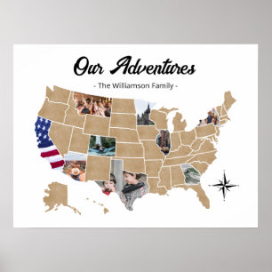 Poster Colagem de Fotografias de Viagem da Família nos EU