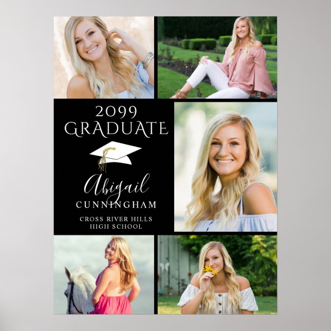 Poster Colagem de Fotografias do Formando 5 Elegante - Br (Frente)