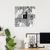 Colagem de Fotografias do Modern Grid Monograma Bo