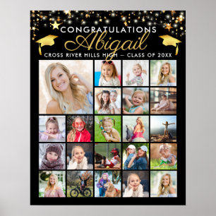 Poster Colagem de Fotografias Dourada 22 Preto para Gradu