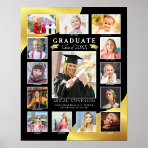 Poster Colagem de Fotografias K-12 Dourada Metálico Preto