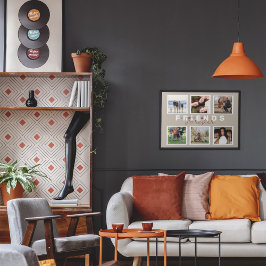 Poster Colagem de Fotografias Moderna de Amigos Beige par