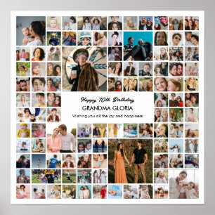 Poster Colagem de Fotos 100 Imagens Presente de Aniversár