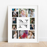 Poster Colagem de Fotos 10 da Família Monogramas Personal<br><div class="desc">Design moderno e elegante imprimiu o Poster de Colagem de Fotografias da Família 10 Personalizada Monograma Personalizada da Família 10,  que pode ser personalizado com o seu texto. Veja a Design de Arte Gráfica para outros produtos que combinam com este design!</div>