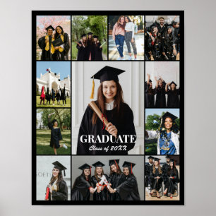 Poster Colagem de Fotos 12 Imagens 11x14 Preto Personaliz