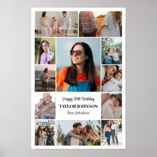 Poster Colagem de Fotos 12 Imagens 12x18 16x24 20x30 Bran