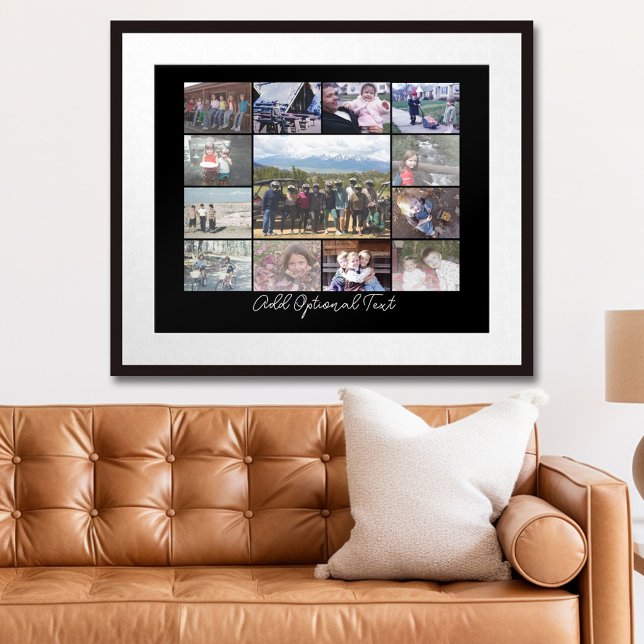 Poster Colagem de Fotos 13 Texto Opcional — CAN Edit Blac (Personalized Photo Poster)