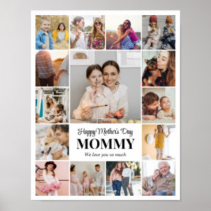 Poster Colagem de Fotos 15 Imagens 11x14 Branco Personali