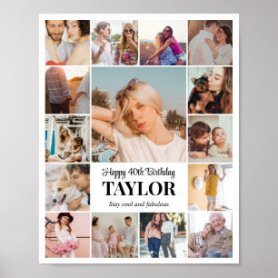 Poster Colagem de Fotos 15 Imagens 8x10 16x20 24x30 Branc