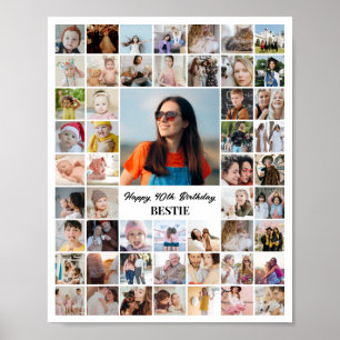 Poster Colagem de Fotos 52 Imagens 8x10 16x20 24x30 Branc