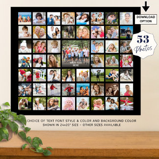 Poster Colagem de Fotos 53 Fotos Personalizadas Cor Perso