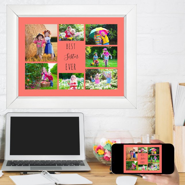 Poster Colagem de Fotos 7 Imagens Melhor Irmã já Coral (Criador carregado)