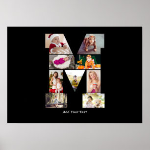 Poster Colagem de Fotos com Letra M em Preto e Branco