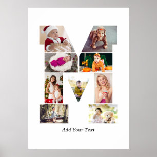 Poster Colagem de Fotos com Letra M em Preto e Branco