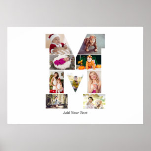 Poster Colagem de Fotos com Letra M em Preto e Branco