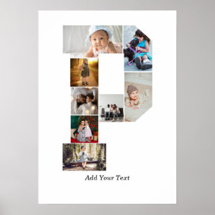 Poster Colagem de Fotos com Letra P em Preto e Branco
