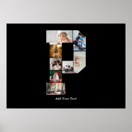 Poster Colagem de Fotos com Letra P em Preto e Branco