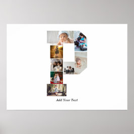 Poster Colagem de Fotos com Letra P em Preto e Branco