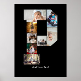 Poster Colagem de Fotos com Letra P em Preto e Branco