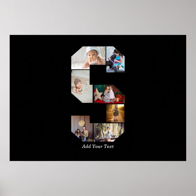 Poster Colagem de Fotos com Letra S em Preto e Branco (Frente)