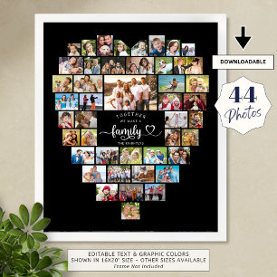 Poster Colagem de Fotos Coração Juntos Fazemos Uma Famíli