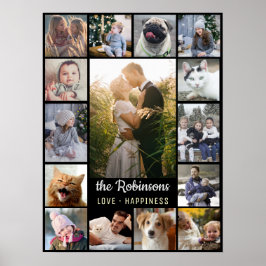 Poster Colagem de Fotos da Família 15 Imagens + Nome Pret
