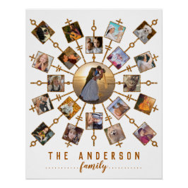 Póster Colagem de Fotos da Família 21 Imagens Branco Dour